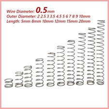 A2 Edelstahl Druckfeder Druck Feder 0.5mm Draht 5-25mm Lang Spiralfeder