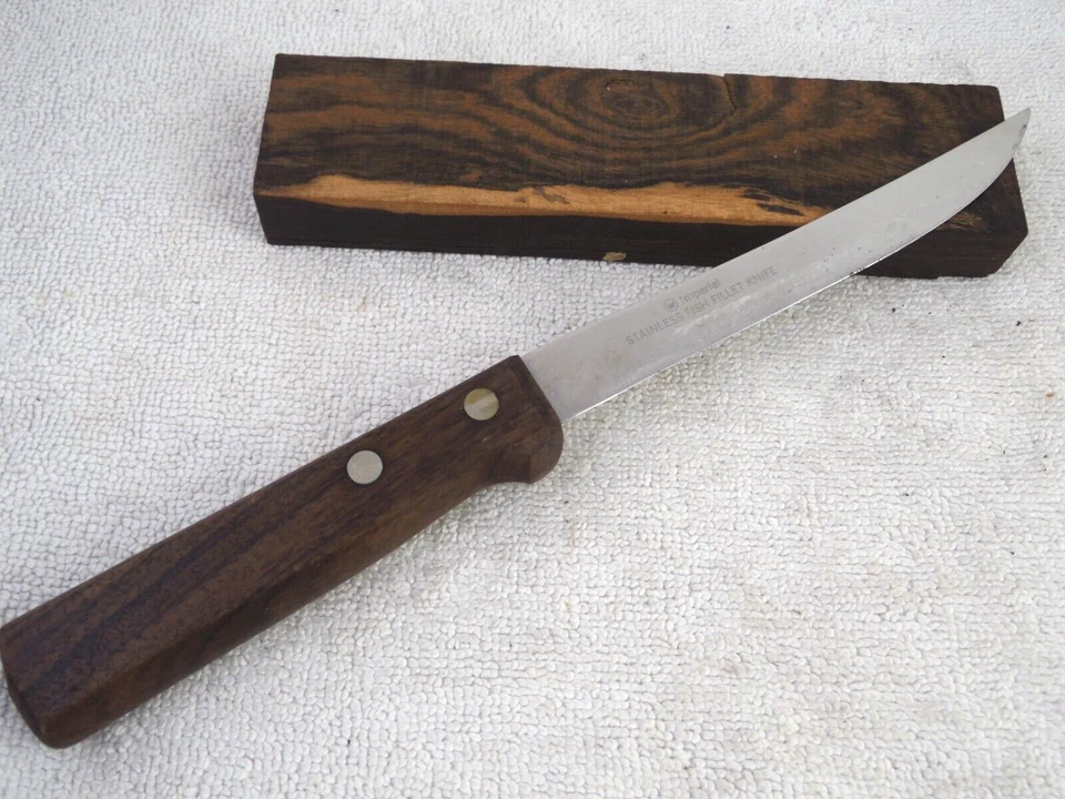 Cuchillo para filete de acero inoxidable "imperial" mango de madera de colección años 60 Foto 2 de 4