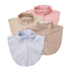 Women Striped Detachable Fake Stand-Up Collar Lapel False Choker