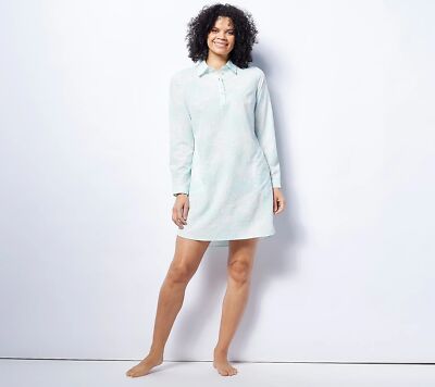 Denim & Co. Beach Quick Dry Shirt Dress Cover Up Eggshell Palm XS New | eBay