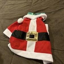 Christmas Santa Claus Costume Dog Cat Suit Cap Warm Pet Clothes MAKEANOFFER M