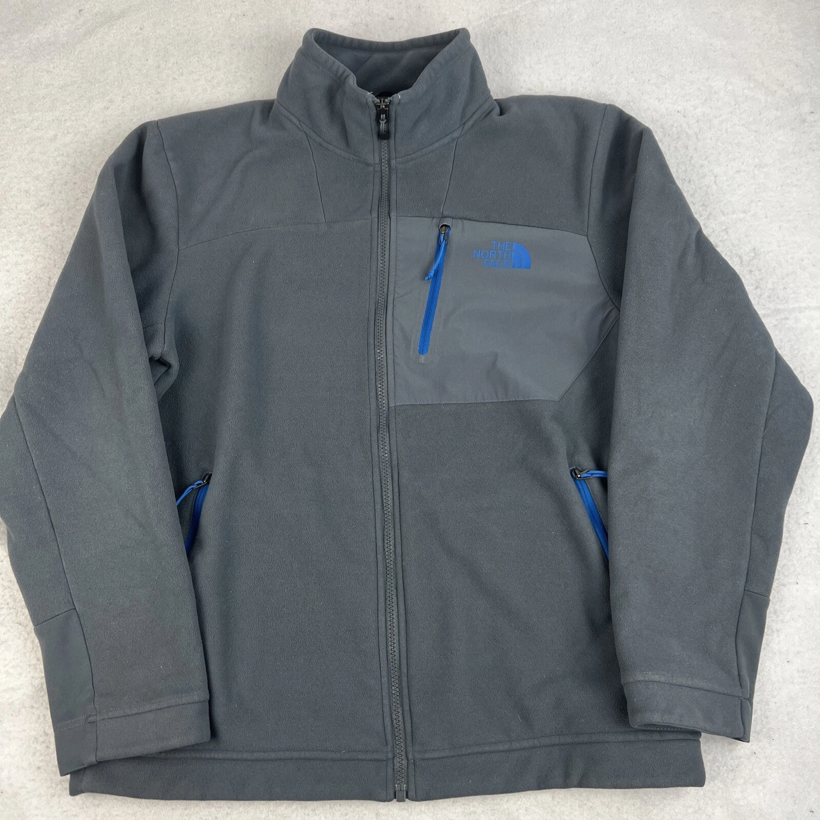 The North Face Fleece Jacket Men’s M Gray Blue Hiking Full Zip