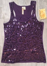 Eyeshadow Junior's Medium Purple Tank Top Flashy Chic and Fun With Tags