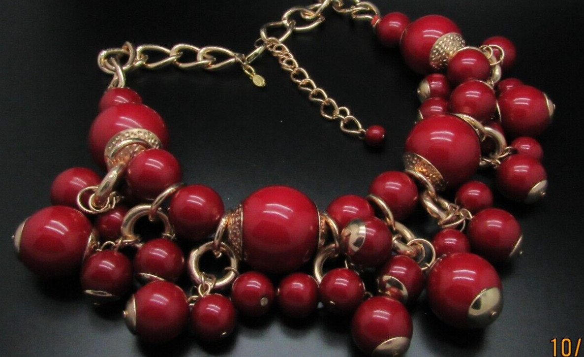 KENNETH J LANE KJL VINTAGE BEAUTIFUL RED BEADED G… - image 8