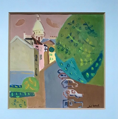 ROBERT DELVAL GOUACHE ORIGINALE MONTMARTRE RUE DE L’ABREUVOIR PARIS FRENCH ART - Picture 2 of 6