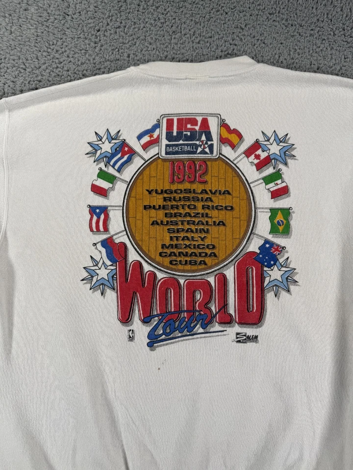 Sudadera de baloncesto vintage Salem EE. UU. para hombre XL blanca 1992 equipo de América hecha en Foto 4 de 4