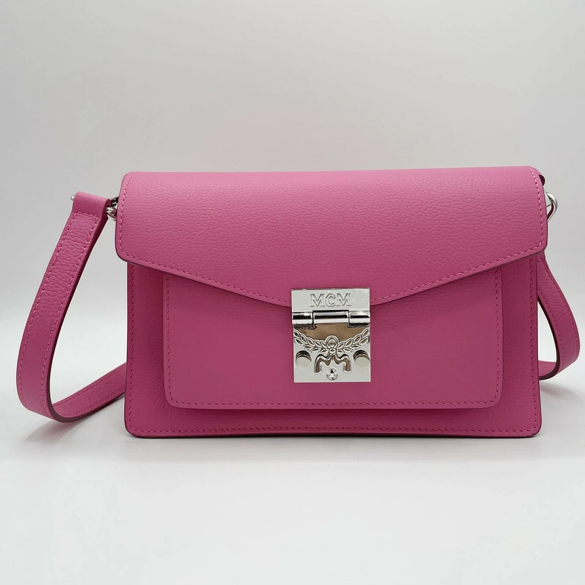 MCM Patricia Crossbody Shoulder Bag Sugar Pink in Leather with