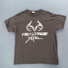 Vintage Realtree Xtra T Shirt Men's Size L Brown Camo Logo Short Sleeve