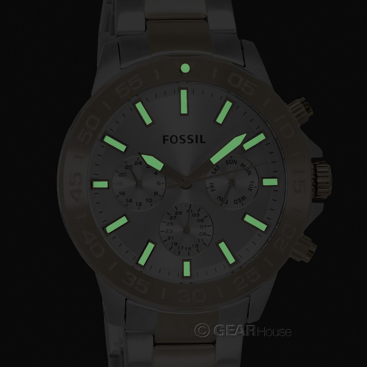 FOSSIL Bannon Mens Multifunction Watch Two-Tone Silver Gold FOSSIL Bannon Mens Multifunction Watch Two-Tone Silver Gold