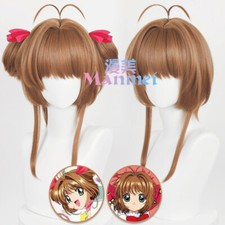 Peluca de pelo corto Harajuku captor de tarjetas de anime Cosplay KINOMOTO SAKURA