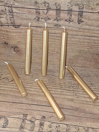 alte Kerzen 10cm - gold - 6 Stück