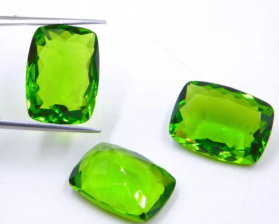 Peridot Cushion Cut Lot Loose Gemstone 13x18 MM For Jewelry Making P-58 - Image 3 of 4