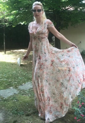 ALENA R. Langes Kleid Seide Festliches Kleid Urlaub Romantik Gr.42
