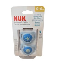 Nuk Orthodontic Pacifier Silicone BPA Free 0-6 Month Blue Star/Moon Soother