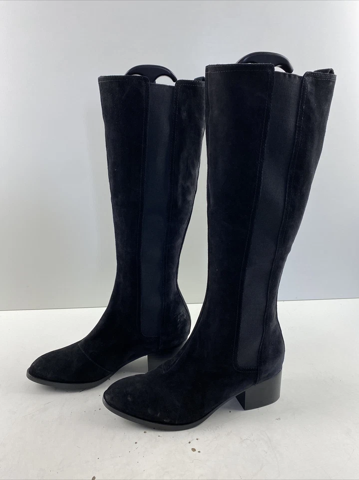 Rag & Bone女式黑色麂皮绒圆头粗跟及膝高筒靴38.5 — 第 4/4 张图片