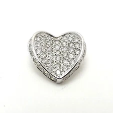 Sterling Silver Concave Heart CZ Cubic Zirconia Slide Pendant New