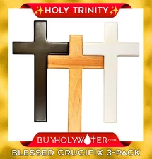 3x Blessed Holy Trinity Wooden Cross Prayer Crucifix Religious Catholic
