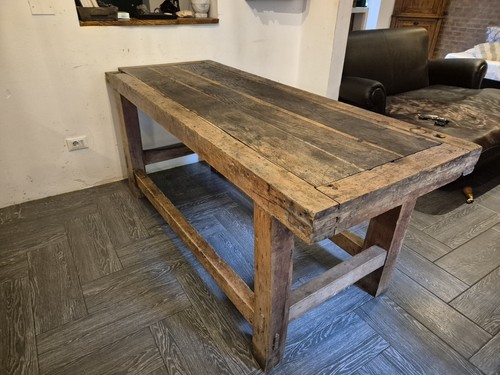 Tavolo legno massello da lavoro restaurato - Foto 3 di 4