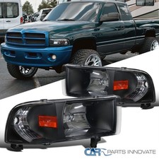 Fits 94-01 Dodge Ram Pickup 1500 2500 3500 Black Headlightscorner Signal Lamps Fits 94-01 Dodge Ram Pickup 1500 2500 3500 Black Headlightscorner Signal Lamps