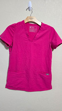 FIGS Technical Collection Women's XXS Pink Solid V-Neck Short Sleeve Scrub Top