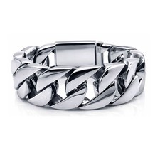 Massives 316L Edelstahlarmband Panzerarmband Silber glänzend Herren Biker XXL