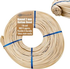 5 mm Round Reed 8  1 Pound Coil  Rattan for Basket 5 mm, Natural
