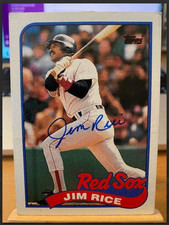 1989 Topps Jim Rice Auto Signed Red Sox HOF Vintage Card #45 Boston