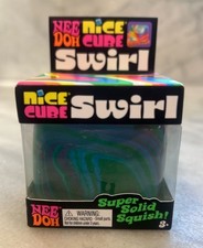 Schylling NeeDoh Nice CubeSwirl Super Solid Squish Squishy - Green Blue NEW