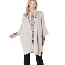 Marla Wynne Wool Blend Knit Drama Kimono LIME Sweater DUSTER SZ L