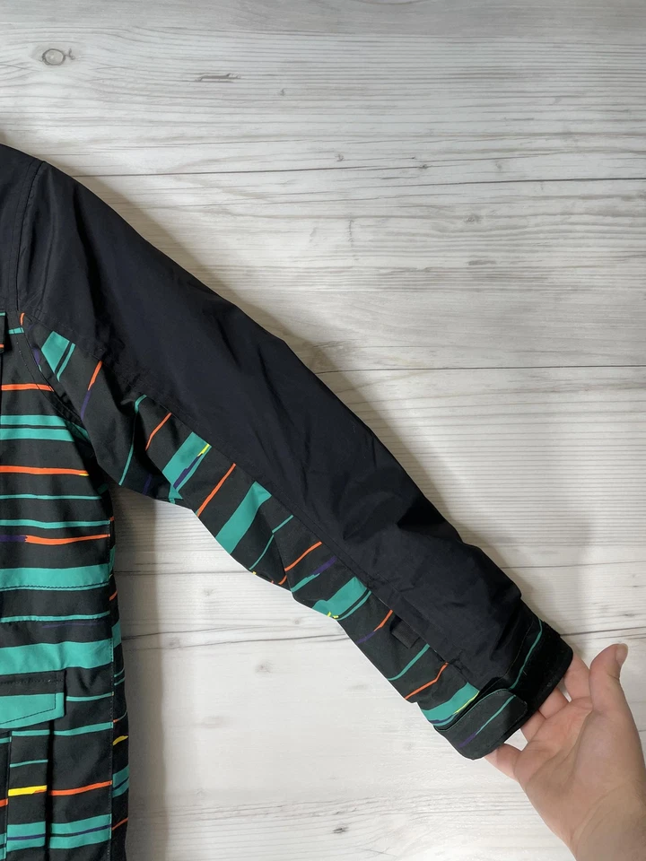 Chaqueta Burton Niños Mediana 10/12 Negra Rayas Encubierta Aislada Con Capucha Snowboard Foto 3 de 4