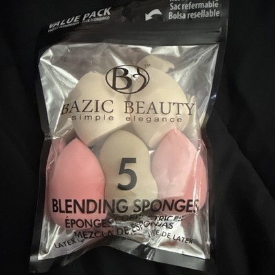 Bazic Beauty Latex-Free Blender Sponges 5 Pack, Beige & Pink