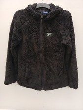 Schwarzer Hoodie mit Kunstfell und durchgehendem Reißverschluss und Fronttaschen Größe Medium P2P 18" von Reebok.