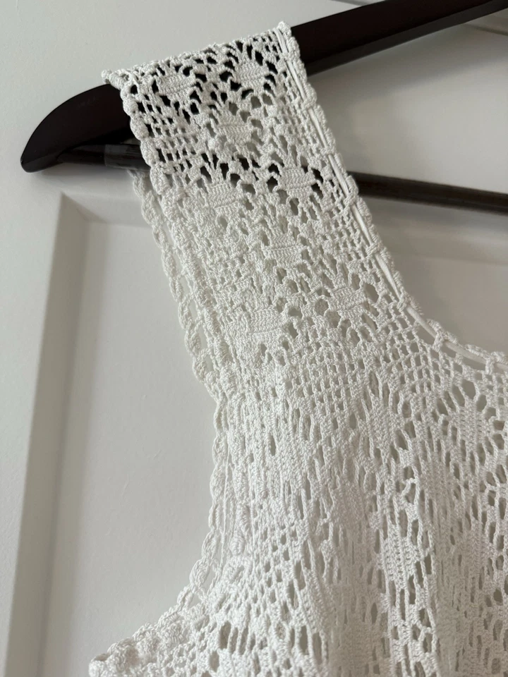 Vintage Antique Edwardian High Low Cotton Crochet Dress Western Southwest - Image 4 of 4