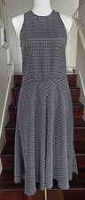 Vintage 90's Women's Black Polka Dot Sleeveless Midi Dress Size 3 Pockets Retro