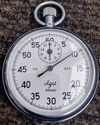 VINTAGE Soviet pocket stopwatch AGAT Mechanical 4282 15 jewels made in USSR