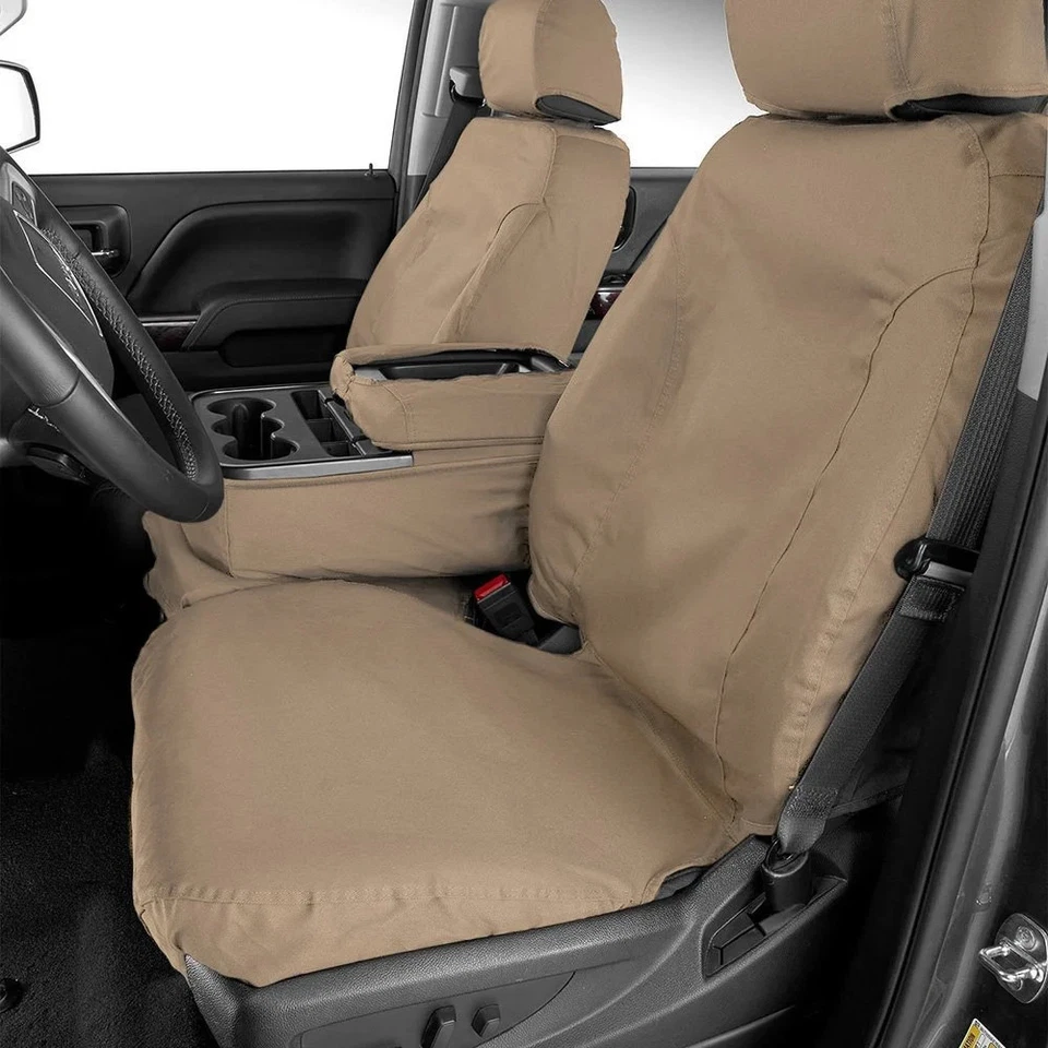 For GMC Acadia Limited 17 SeatSaver Polycotton 2nd Row Taupe Custom Seat Covers - Image 4 of 4