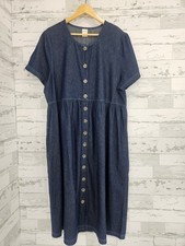 Blair Womens Petite PL Denim Button Front Midi Dress Short Sleeves Scoop Neck