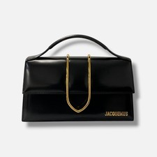 Jacquemus Women's Black Leather Logo Magnetic Le Grand Bambino Top Handle Bag