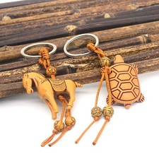 Cute Animal Elephant Keychain Carving Riches Lucky Animal Key Chain Pendant