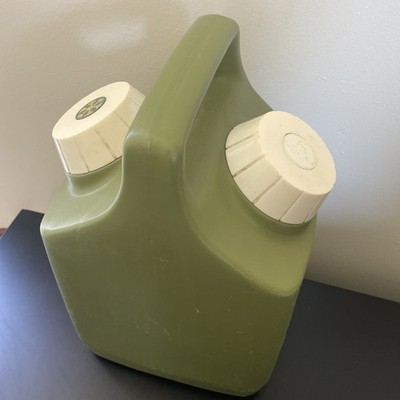 Vintage Thermos Hot & Cold Cooler Green Double Header Container Picnic Camping