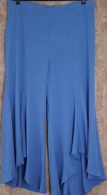VENUS Blue Wide-Leg Polyester Pants, Plus Size Women 1X Flat Front
