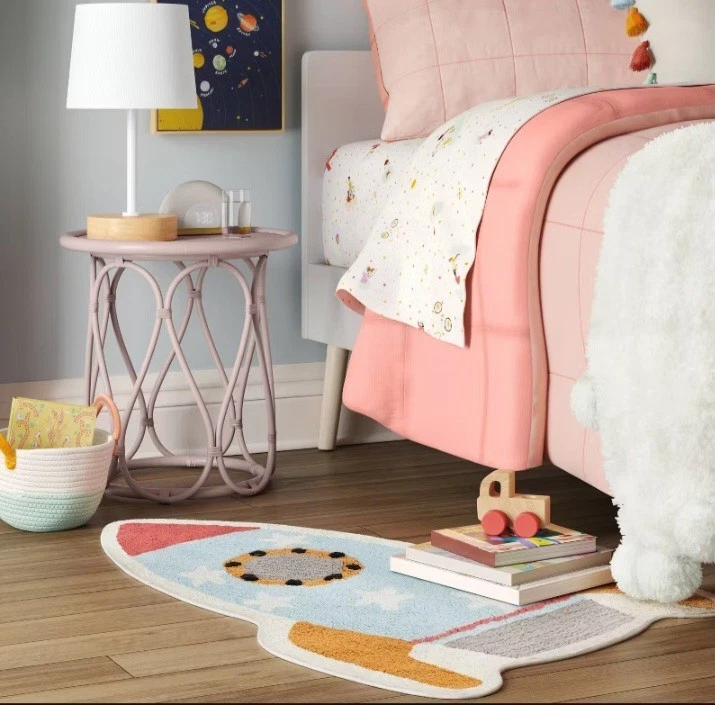 Space Rocket Throw Pillow And Throw Rug Set. Cotton. Pillowfort. kids room. New - Image 2 of 4