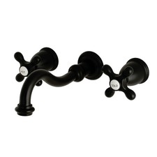Kingston Brass KS3120AX Vintage 2 Handle Wall Mount Bathroom Faucet Matte Black