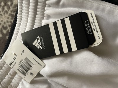 Adidas Men s M White Track Pants Black 3-Stripes Drawstring Pockets Ankle Zip