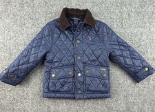 Polo Ralph Lauren 3T Navy Blue Quilted Barn Jacket Youth Toddler Cord Trim