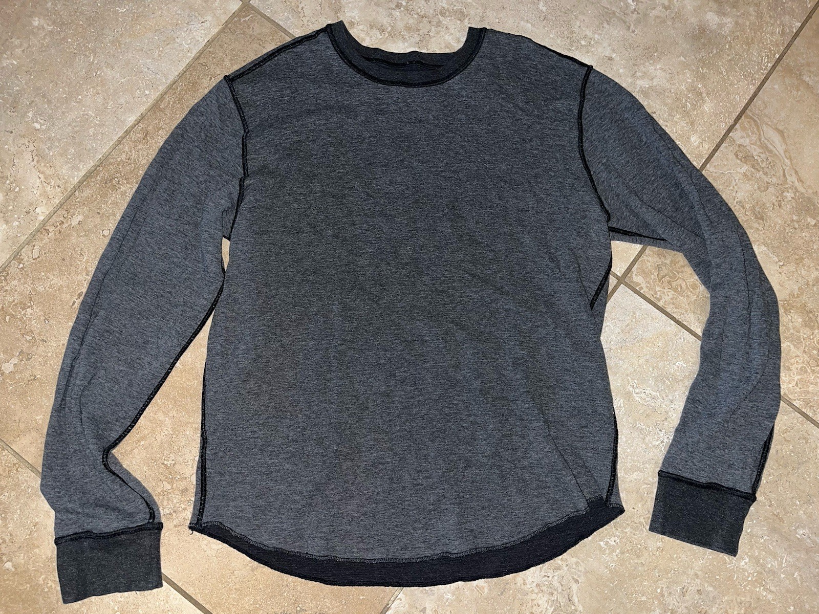 Lululemon Gray Binary Long Sleeve Reversible Crew… - image 1