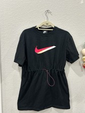NIKE Sportswear Icon Clash Women's Black Knit Dress Drawstring Waist Size M