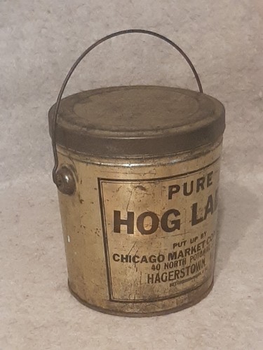 Vintage Bail Handle Tin Can HOG LARD Hagerstown MD Chicago Market Co - Picture 8 of 12