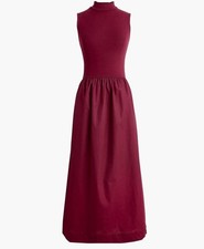 J. Crew Factory Mock Neck Mixed Media Midi Dress Red Size Small NWT