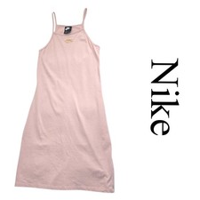 Nike Womens Pink Cami Dress Gold Script Logo High Neck CZ9842-601 Medium